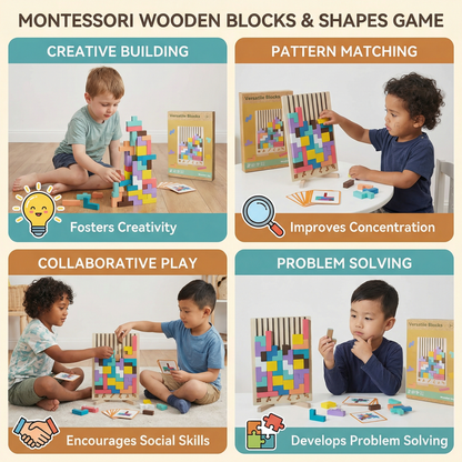 Montessori Wooden Blocks and Shapes Game