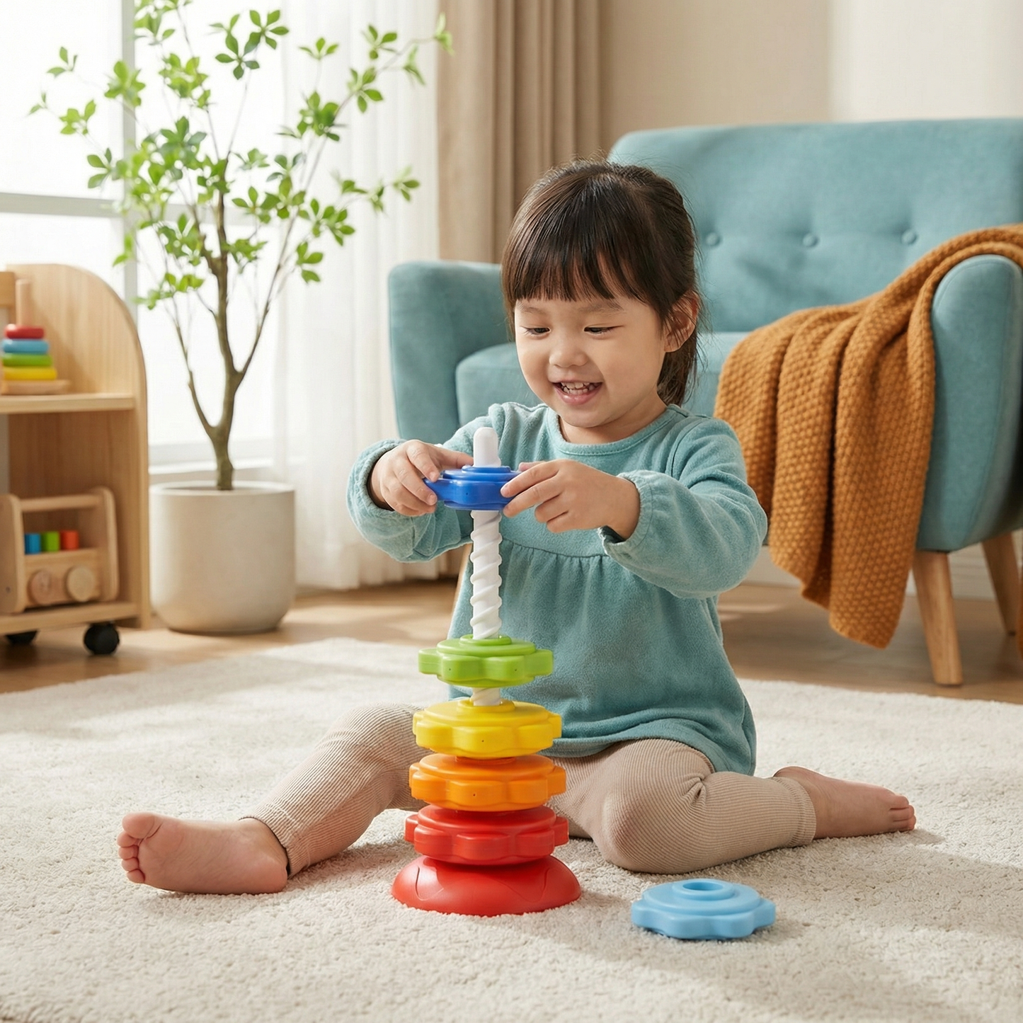 Rainbow Spinning and Color Tower Toy