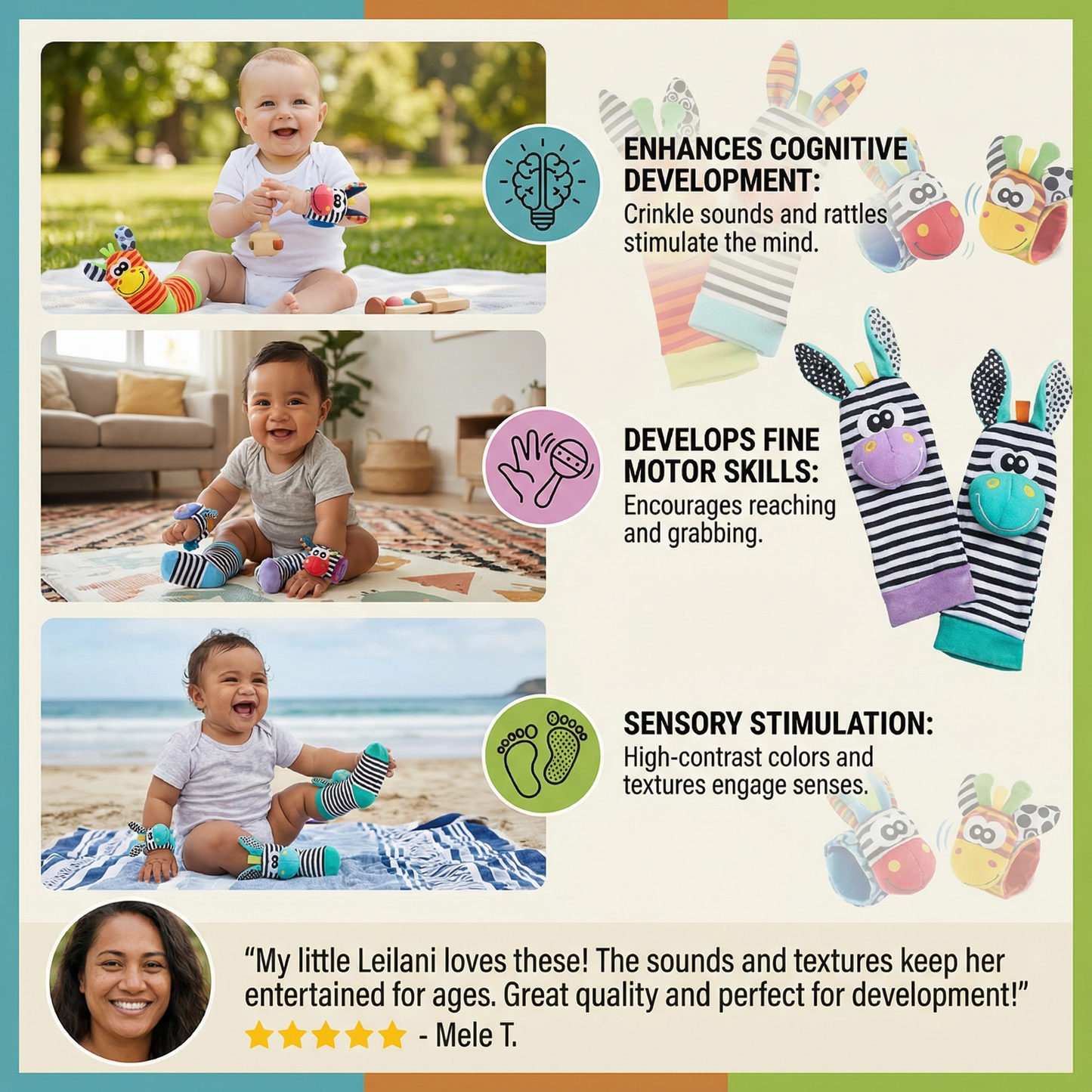 Sensory Baby Plush Socks and Bracelet