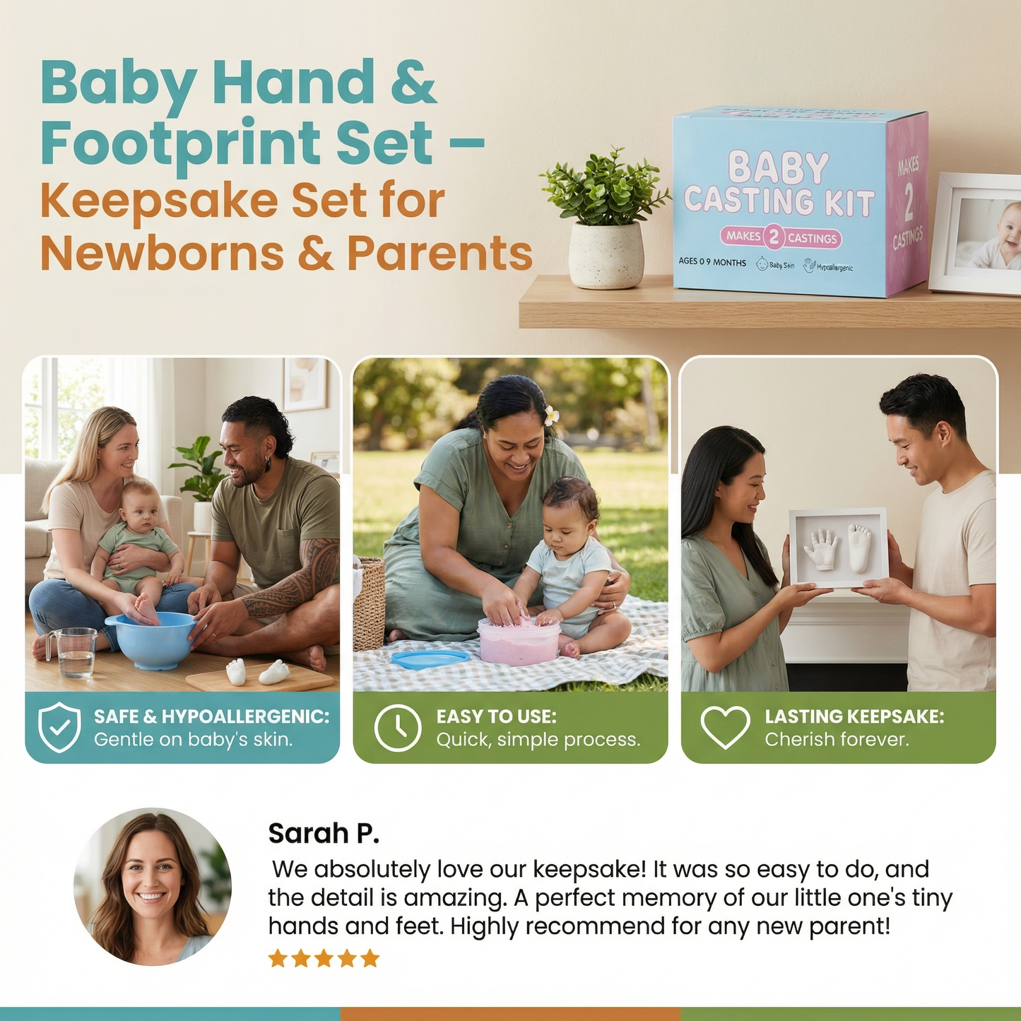Baby Hand & Footprint Set – Keepsake Set for Newborns & Parents