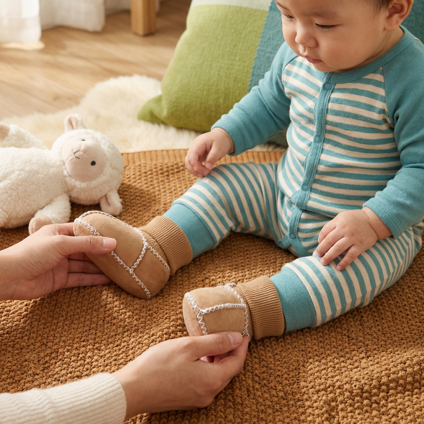 Fleece-Lined Baby Winter Socks Shoes in Suede Look