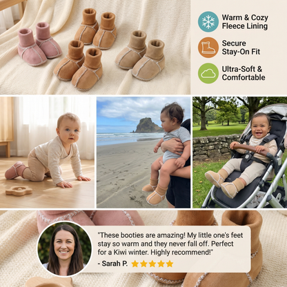 Fleece-Lined Baby Winter Socks Shoes in Suede Look