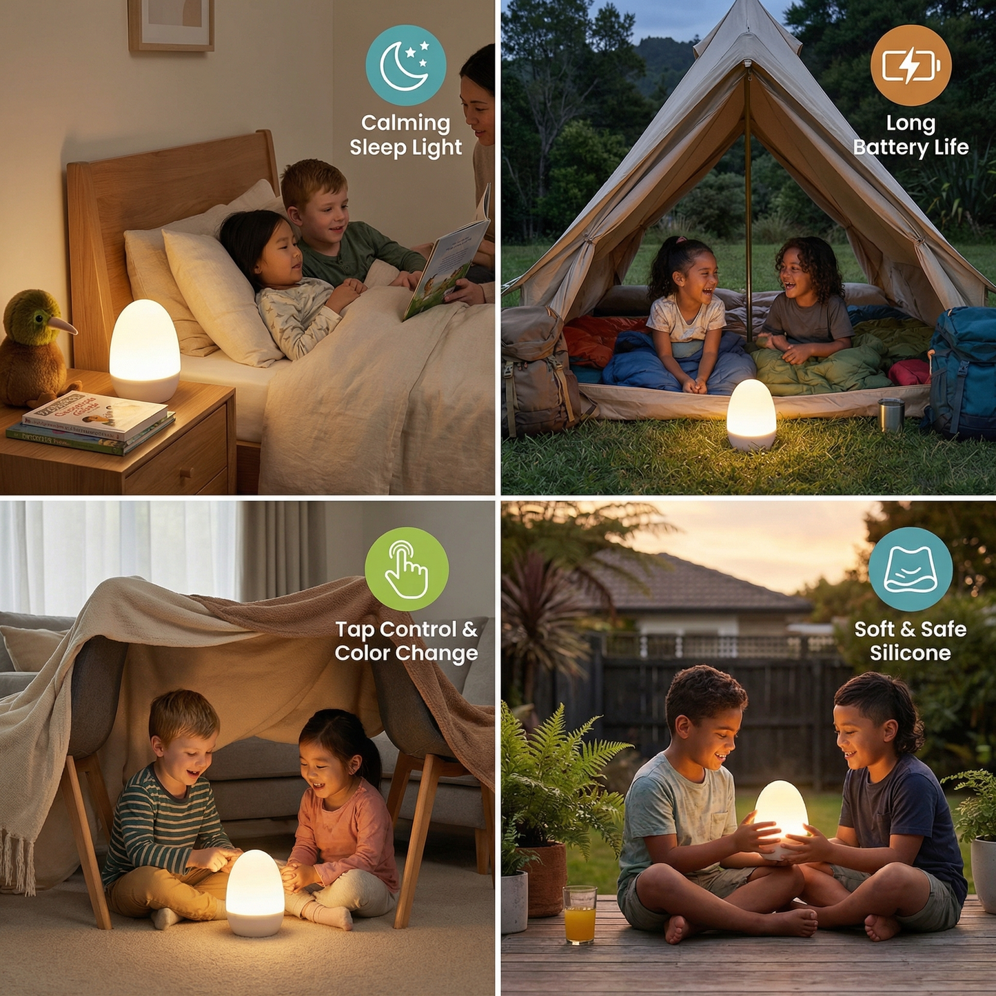 Egg-shaped LED Night Light Made of Silicone
