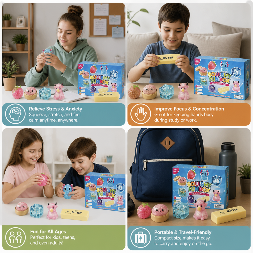 Premium Squishy Fidget Toy Set – 8 Sensory Toys