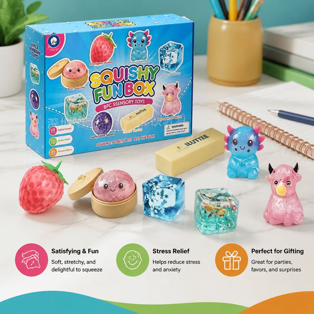 Premium Squishy Fidget Toy Set – 8 Sensory Toys