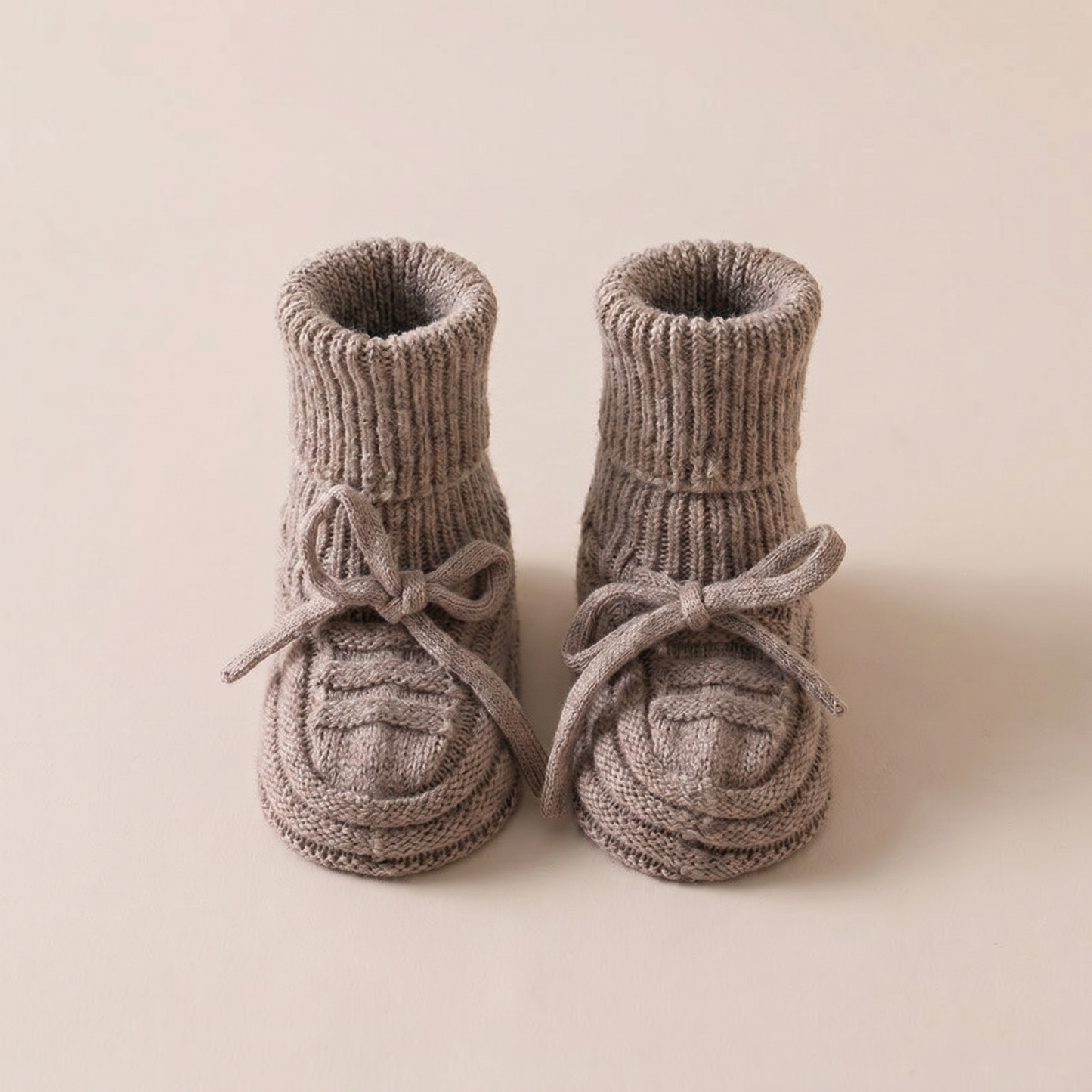 Ribbed Knit Lace-Up Booties