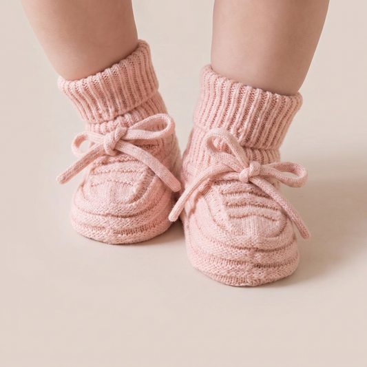 Ribbed Knit Lace-Up Booties