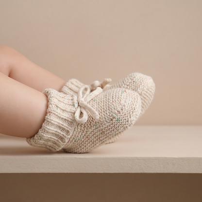 Ribbed Cuff Bow Booties