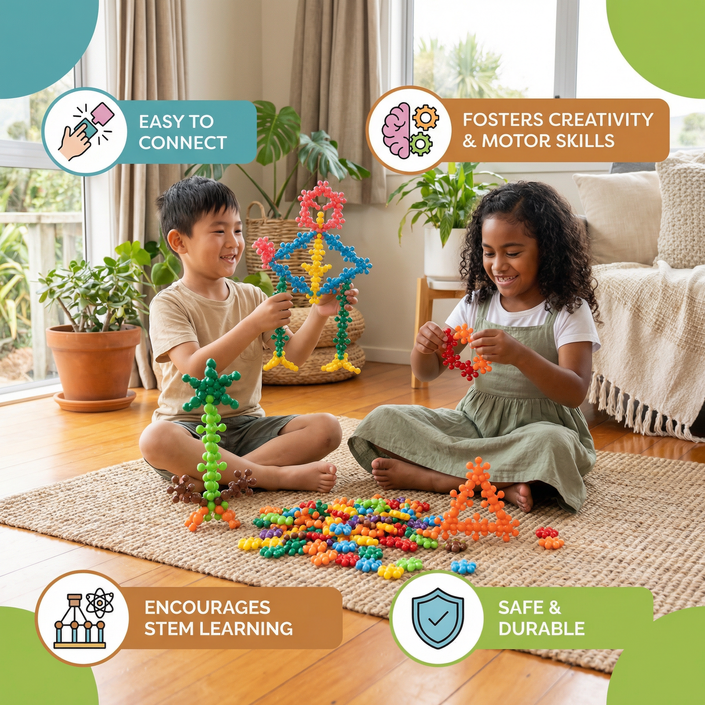 Creative Montessori Snowflake Building Blocks