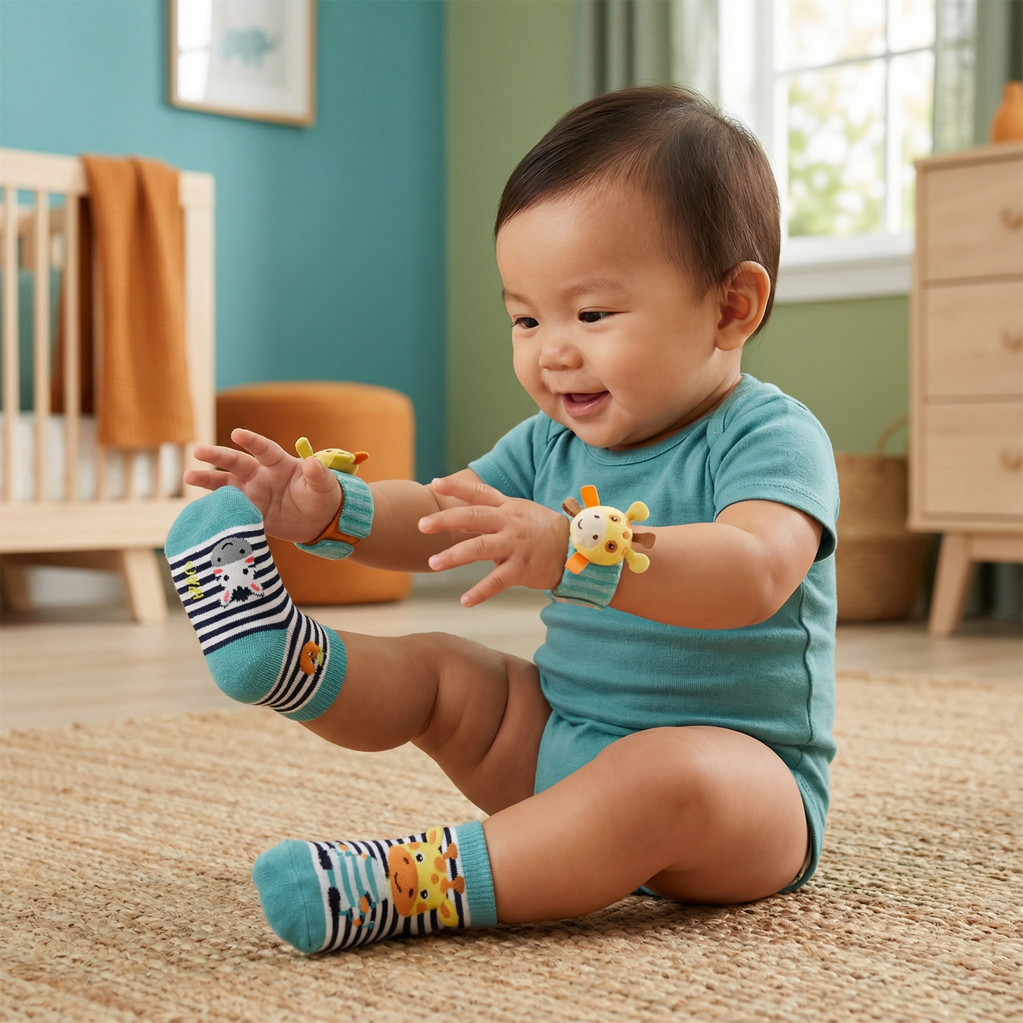 Sensory Baby Plush Socks and Bracelet