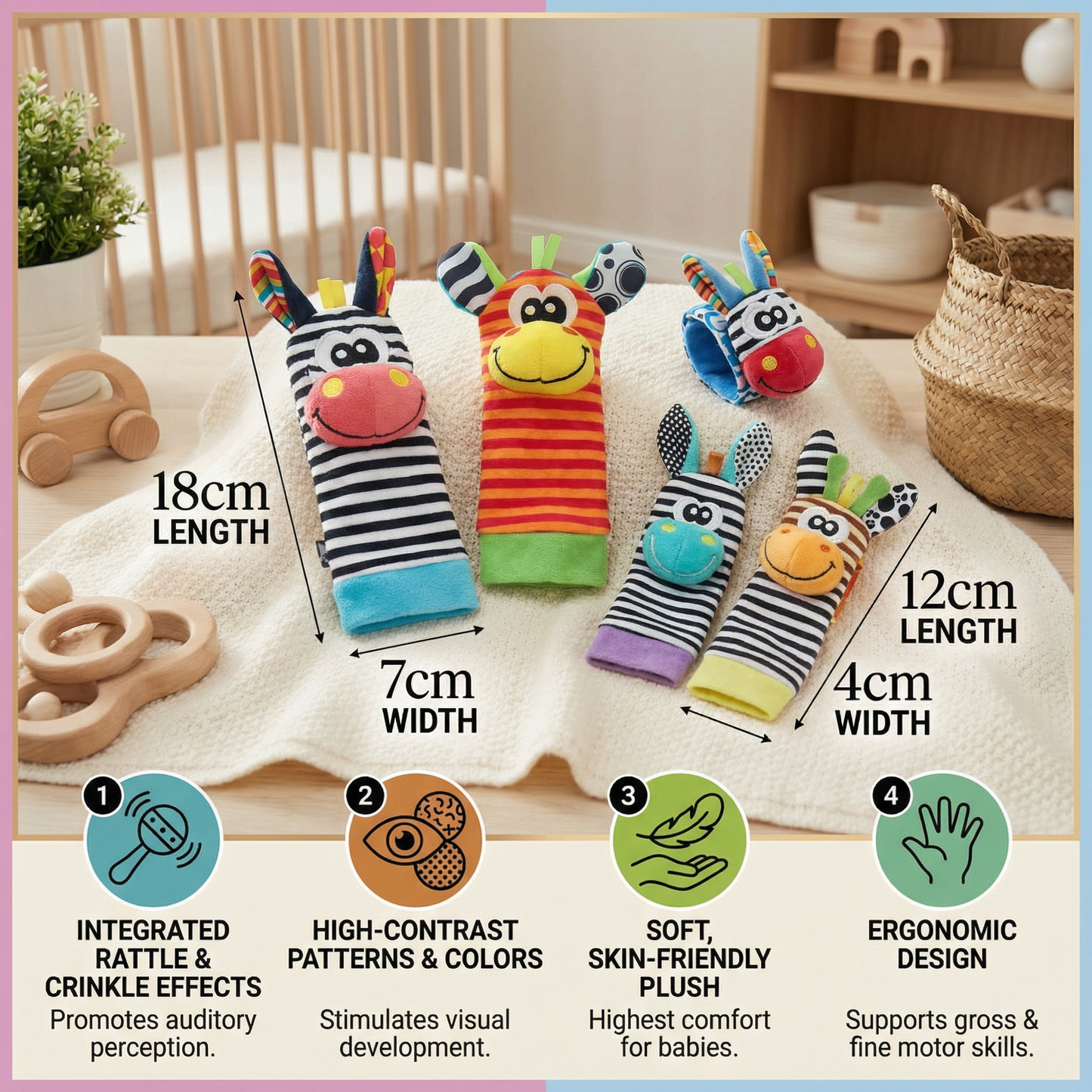 Sensory Baby Plush Socks and Bracelet