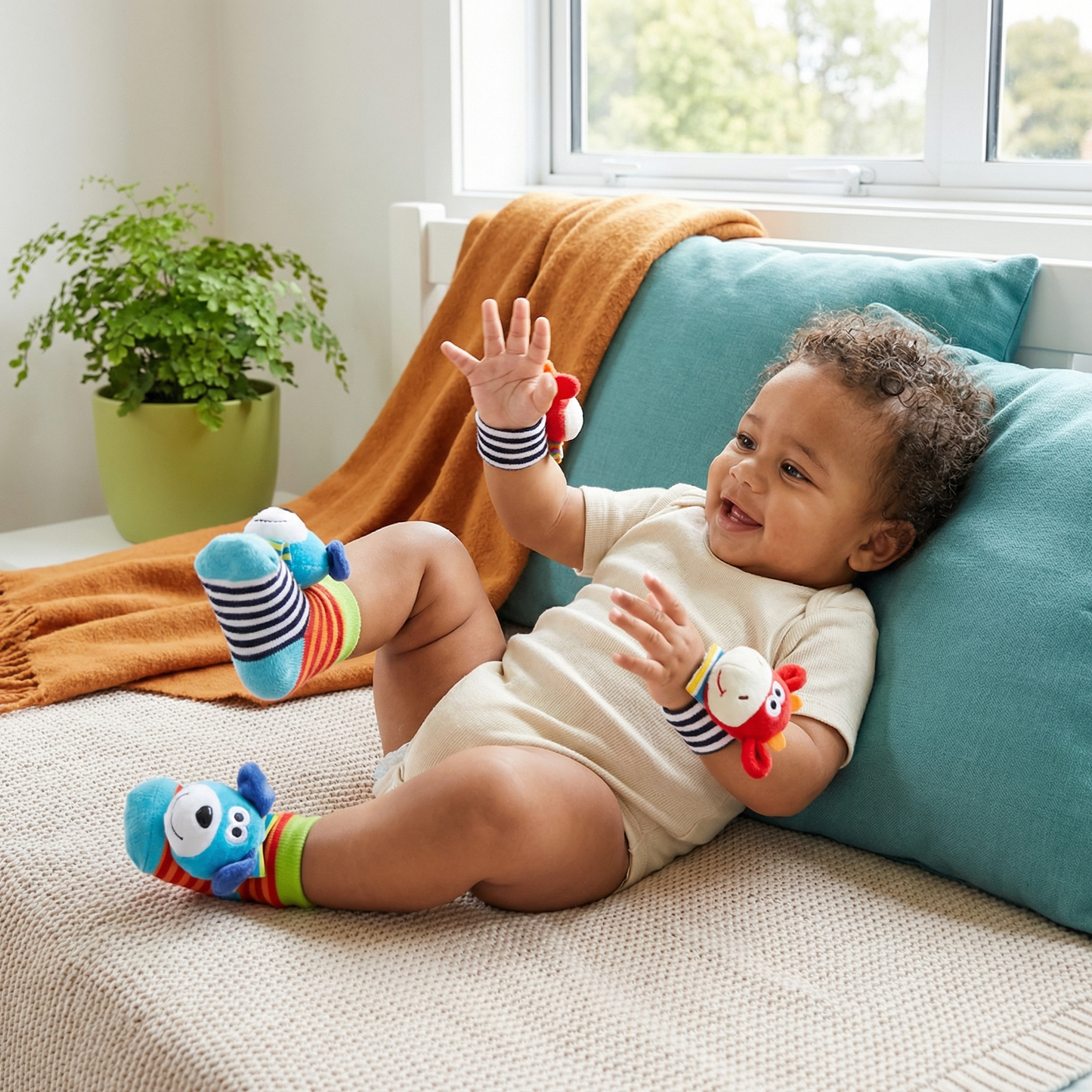Sensory Baby Plush Socks and Bracelet
