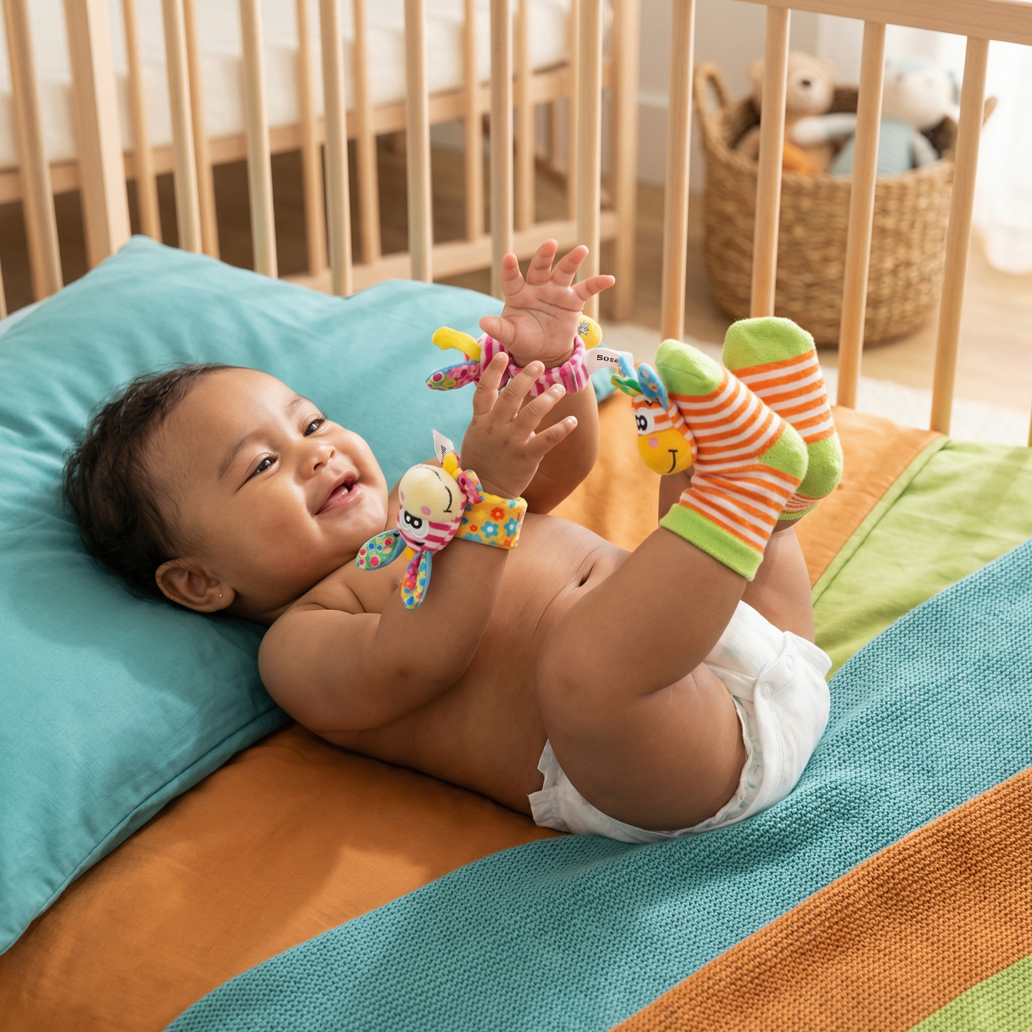 Sensory Baby Plush Socks and Bracelet