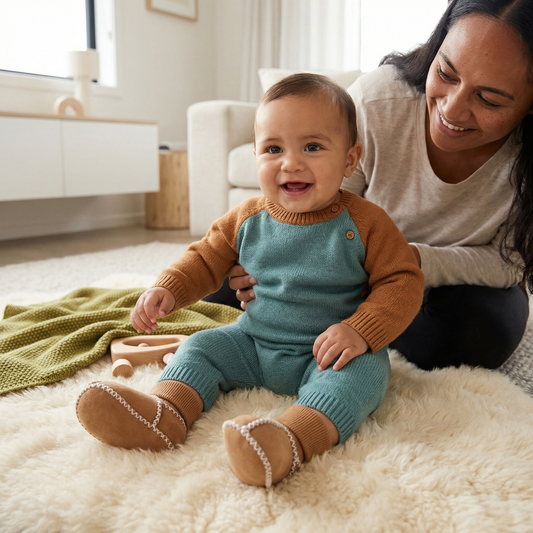 Fleece-Lined Baby Winter Socks Shoes in Suede Look