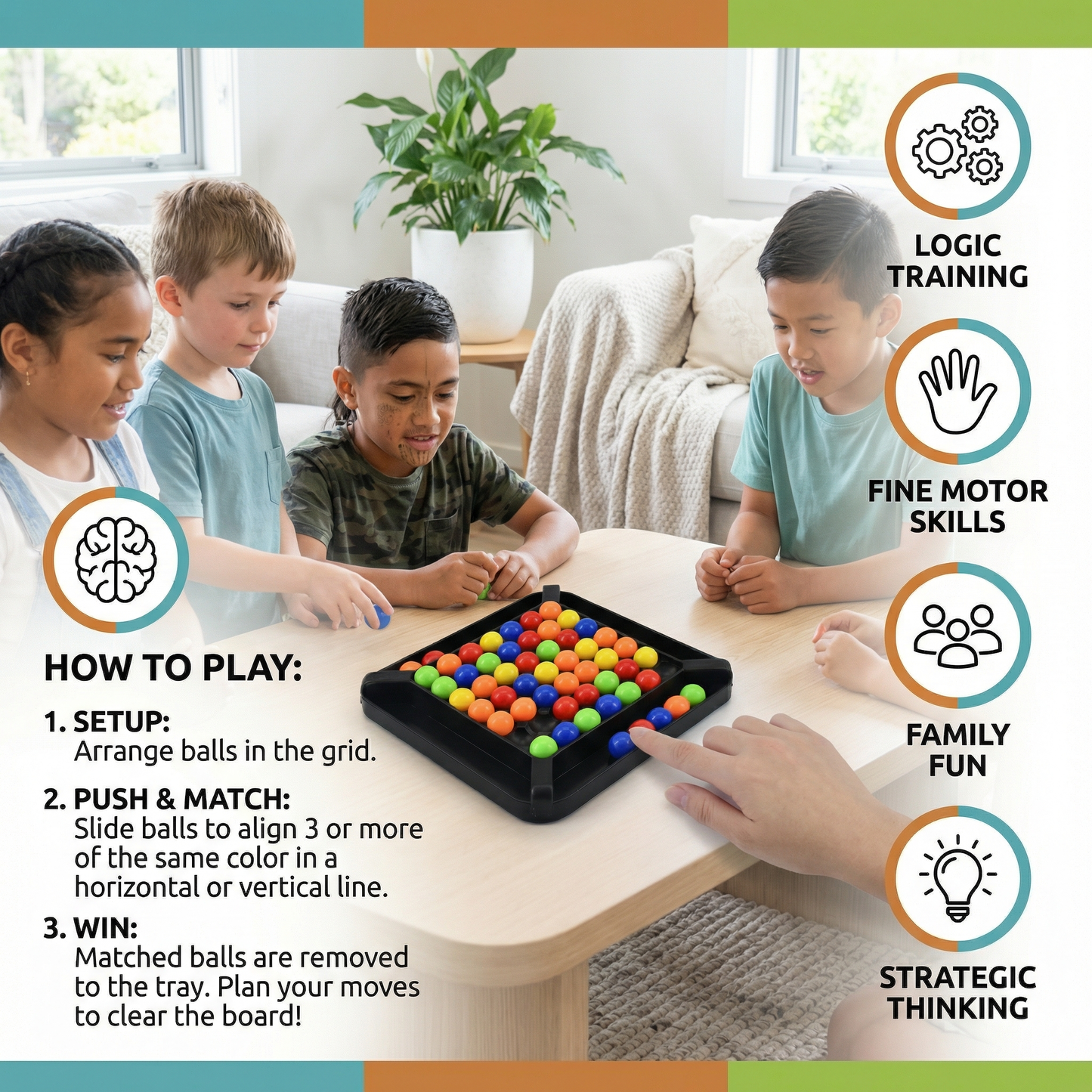 Color Match Logic Game – Interactive Ball Thinking Game for Kids & Adults