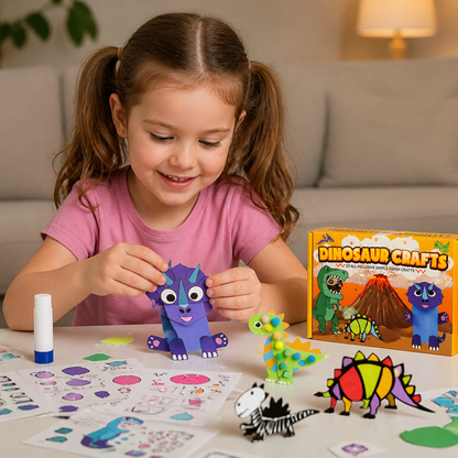 Kids Paper Crafts Box – 20 Easy DIY Arts & Crafts Projects for Ages 3–10 with Glue Stick, Tape & Envelopes