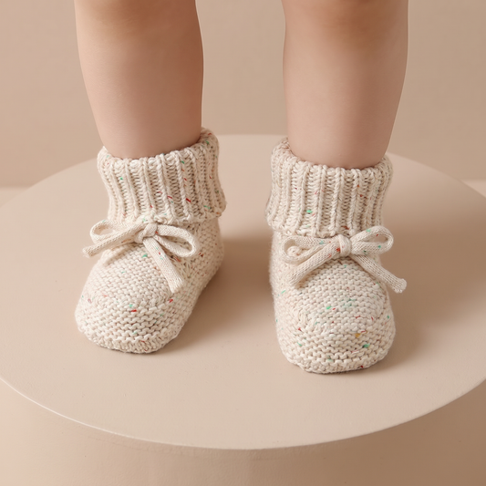 Ribbed Cuff Bow Booties
