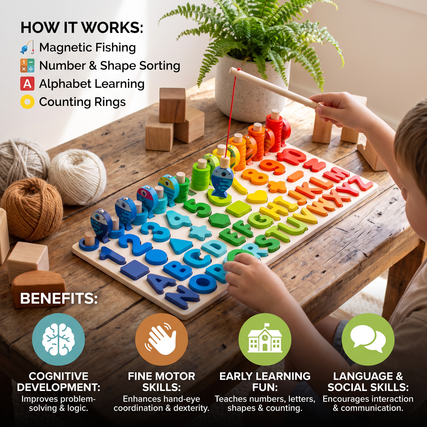 Skill Development – Montessori Wooden Activity Board