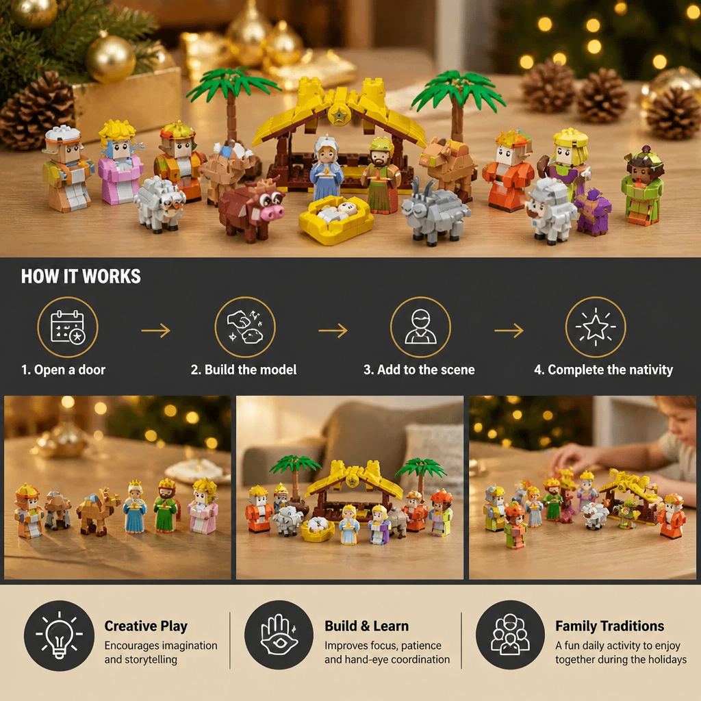 Christmas Nativity Building Blocks Advent Calendar for Kids