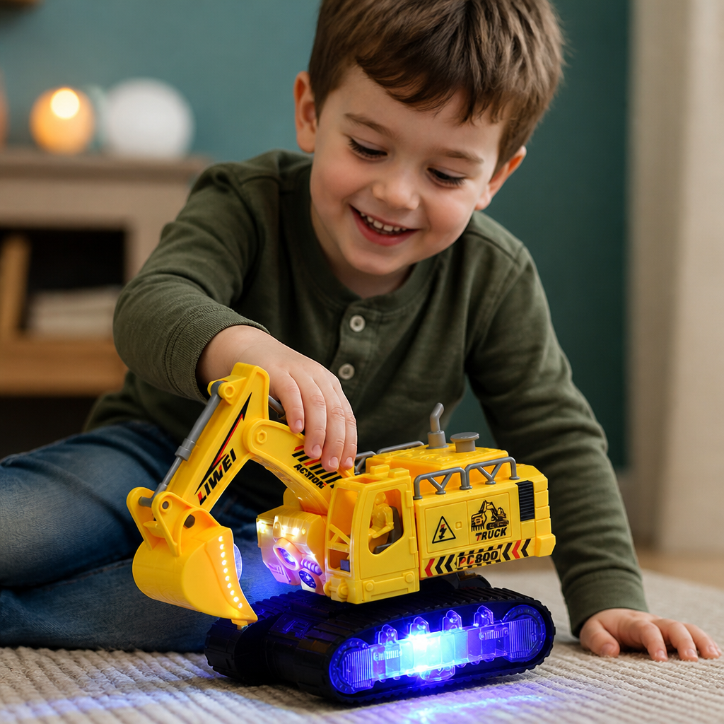 Electric Transforming Robot Excavator Toy with Lights & Sounds