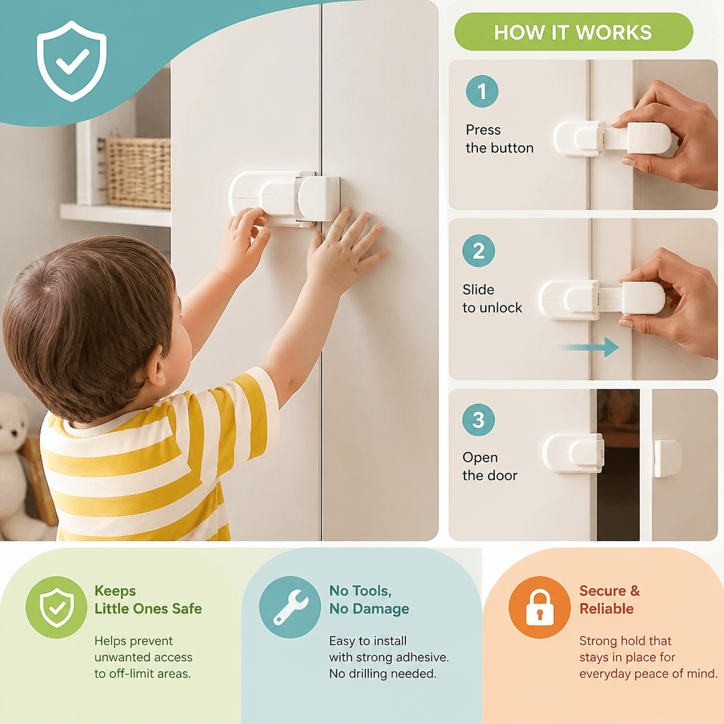 No-Drill Child Safety Door Lock