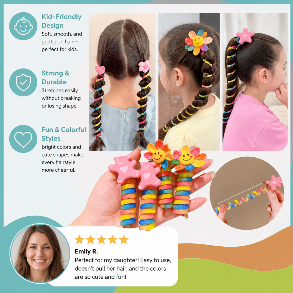 Cute Kids Spiral Hair Tie Set