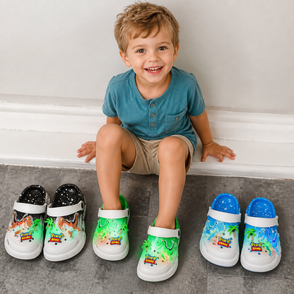 Kids’ LED Dinosaur Clogs – Light-Up Non-Slip Summer Garden & Beach Shoes