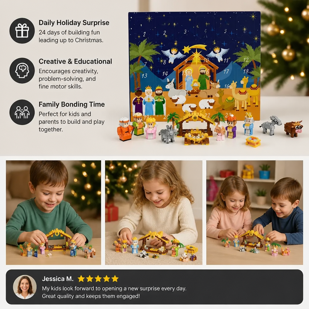 Christmas Nativity Building Blocks Advent Calendar for Kids