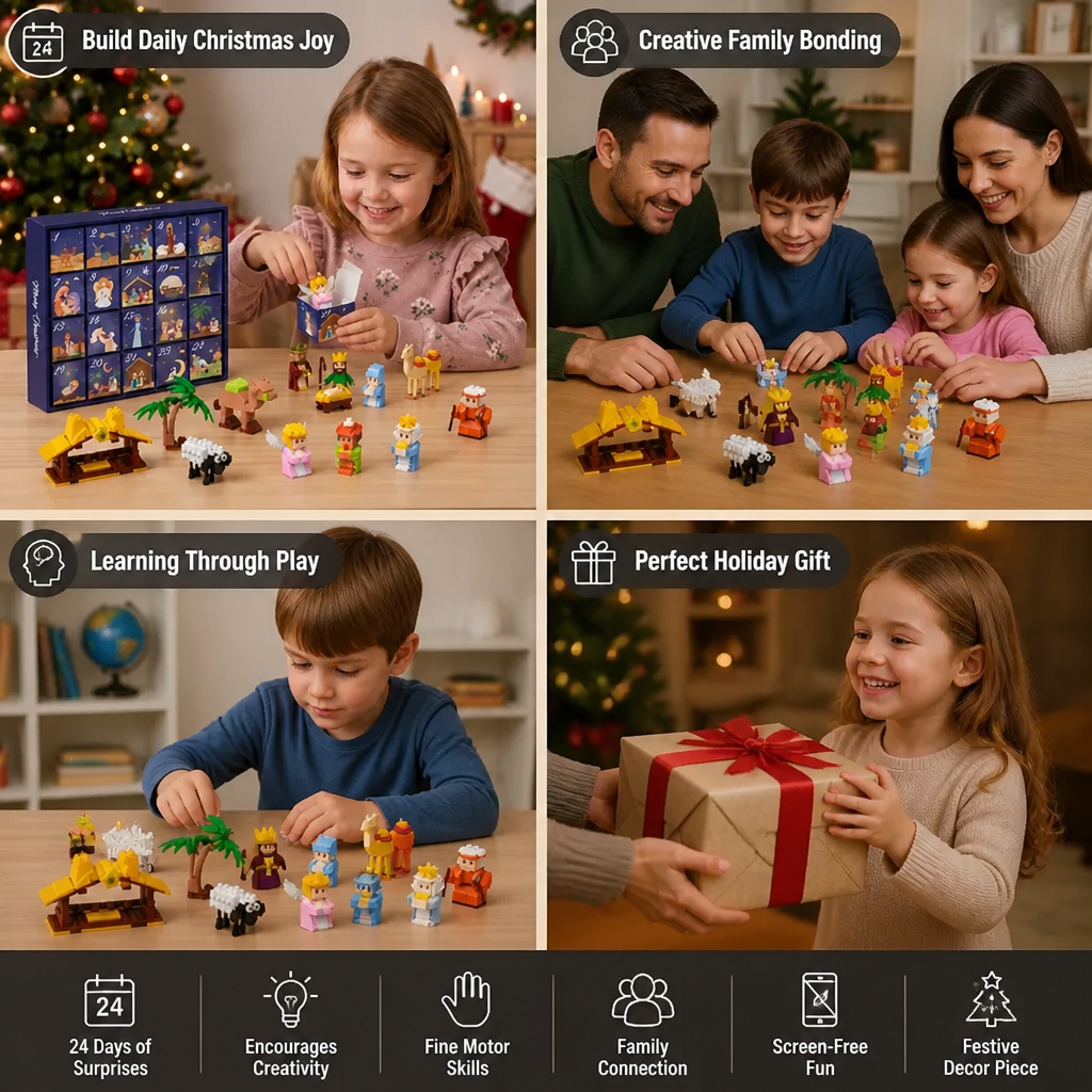 Christmas Nativity Building Blocks Advent Calendar for Kids