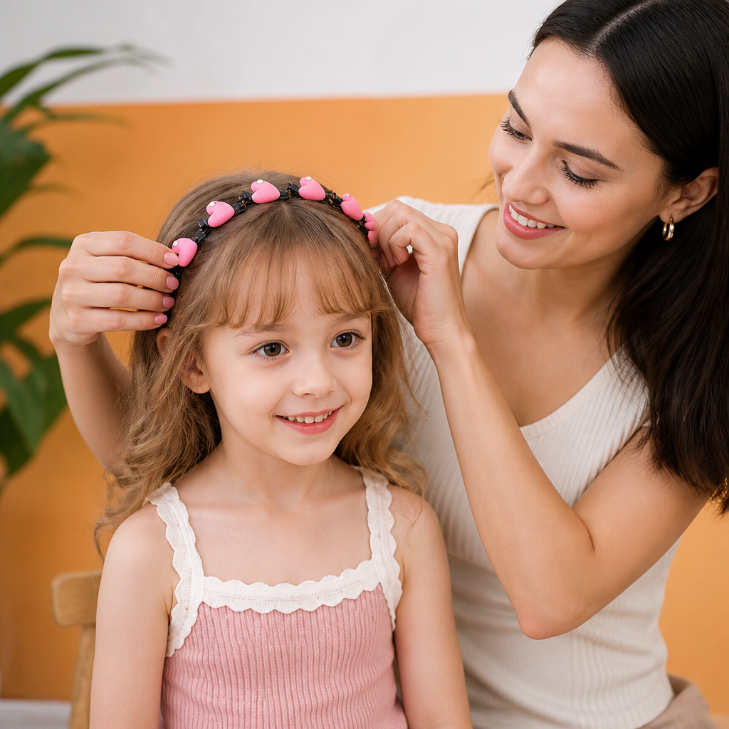 Cute Hair Clips & Bands for Girls with Flower, Strawberry & Rainbow Charms