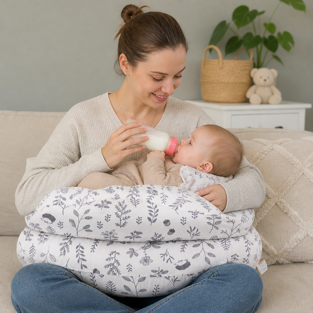 Multifunctional Nursing Pillow for Breastfeeding & Bottle Feeding with Removable Cover