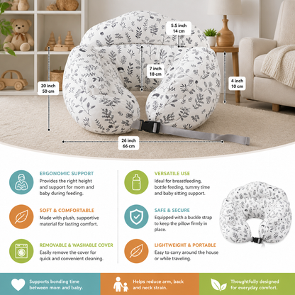 Multifunctional Nursing Pillow for Breastfeeding & Bottle Feeding with Removable Cover