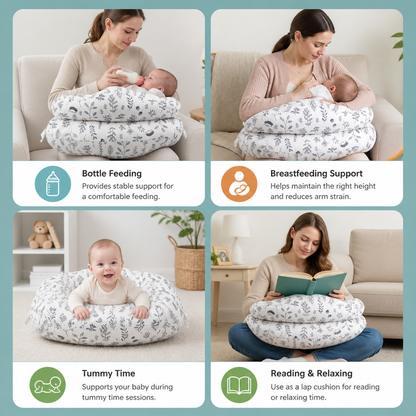 Multifunctional Nursing Pillow for Breastfeeding & Bottle Feeding with Removable Cover