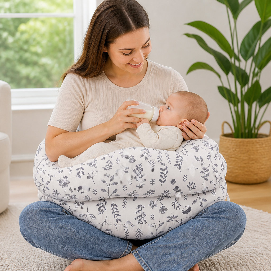Multifunctional Nursing Pillow for Breastfeeding & Bottle Feeding with Removable Cover