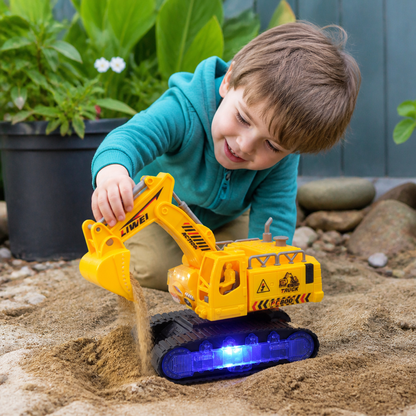 Electric Transforming Robot Excavator Toy with Lights & Sounds