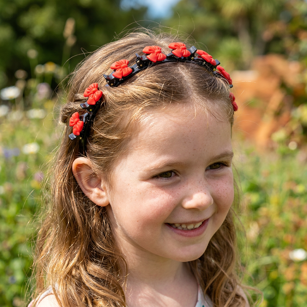 Cute Hair Clips & Bands for Girls with Flower, Strawberry & Rainbow Charms