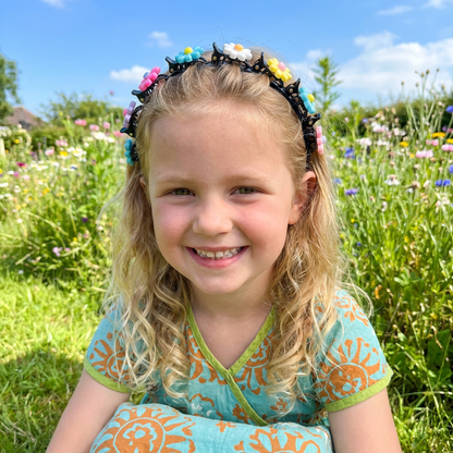 Cute Hair Clips & Bands for Girls with Flower, Strawberry & Rainbow Charms