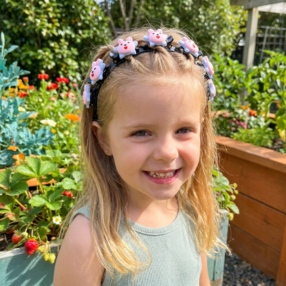 Cute Hair Clips & Bands for Girls with Flower, Strawberry & Rainbow Charms