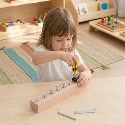 Montessori Wooden Screw & Nut Toy – Fine Motor Skills & Focus Training for Kids