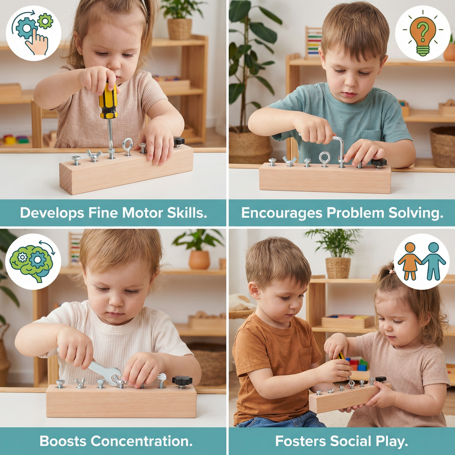 Montessori Wooden Screw & Nut Toy – Fine Motor Skills & Focus Training for Kids