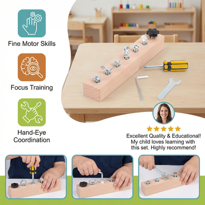 Montessori Wooden Screw & Nut Toy – Fine Motor Skills & Focus Training for Kids