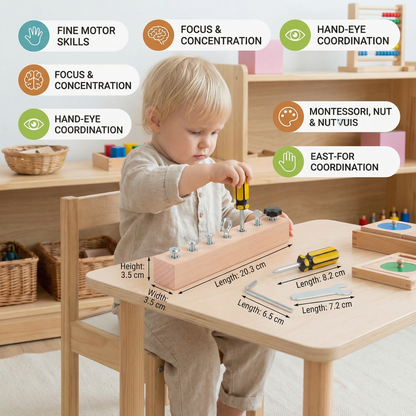 Montessori Wooden Screw & Nut Toy – Fine Motor Skills & Focus Training for Kids