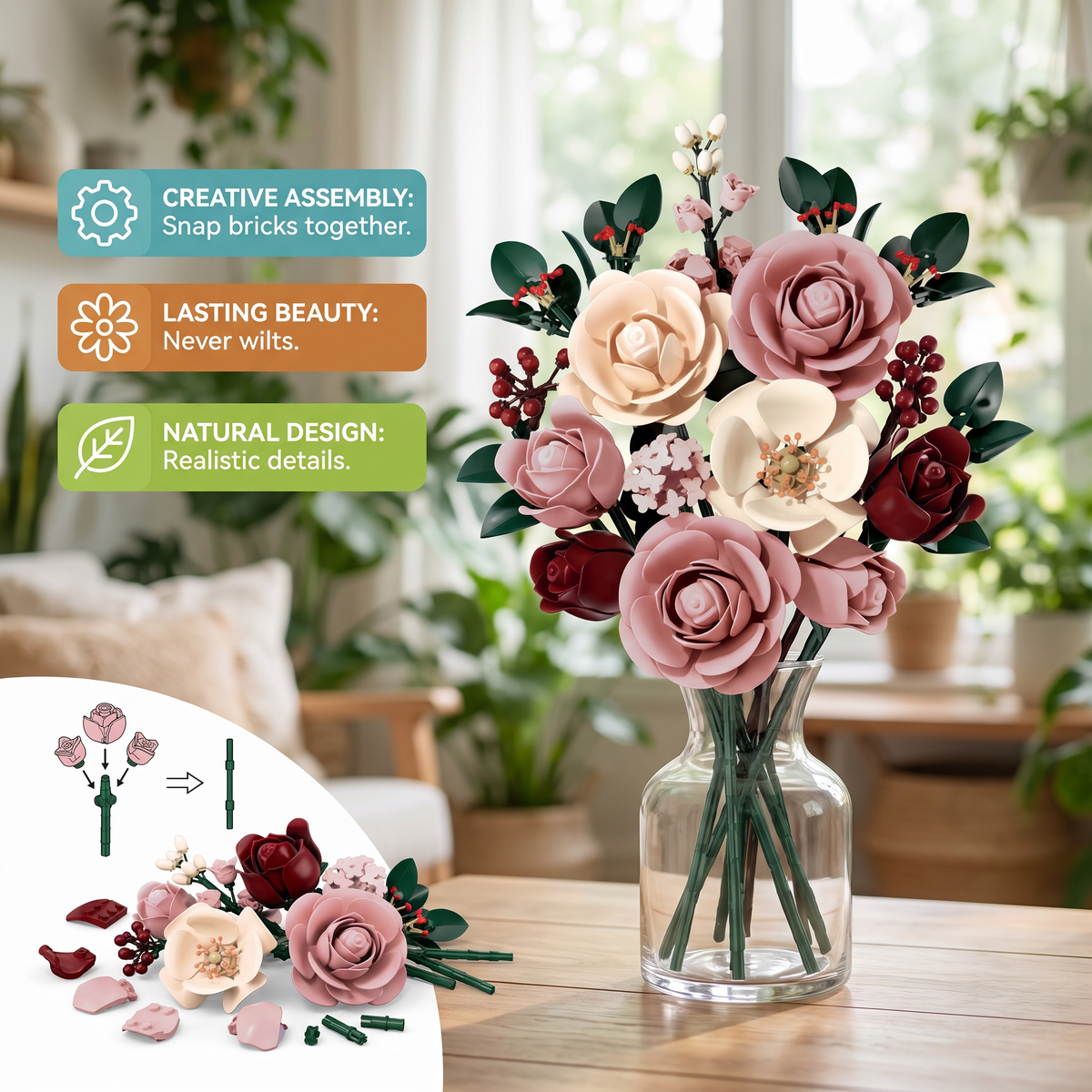 Flower Building Block Bouquet Set