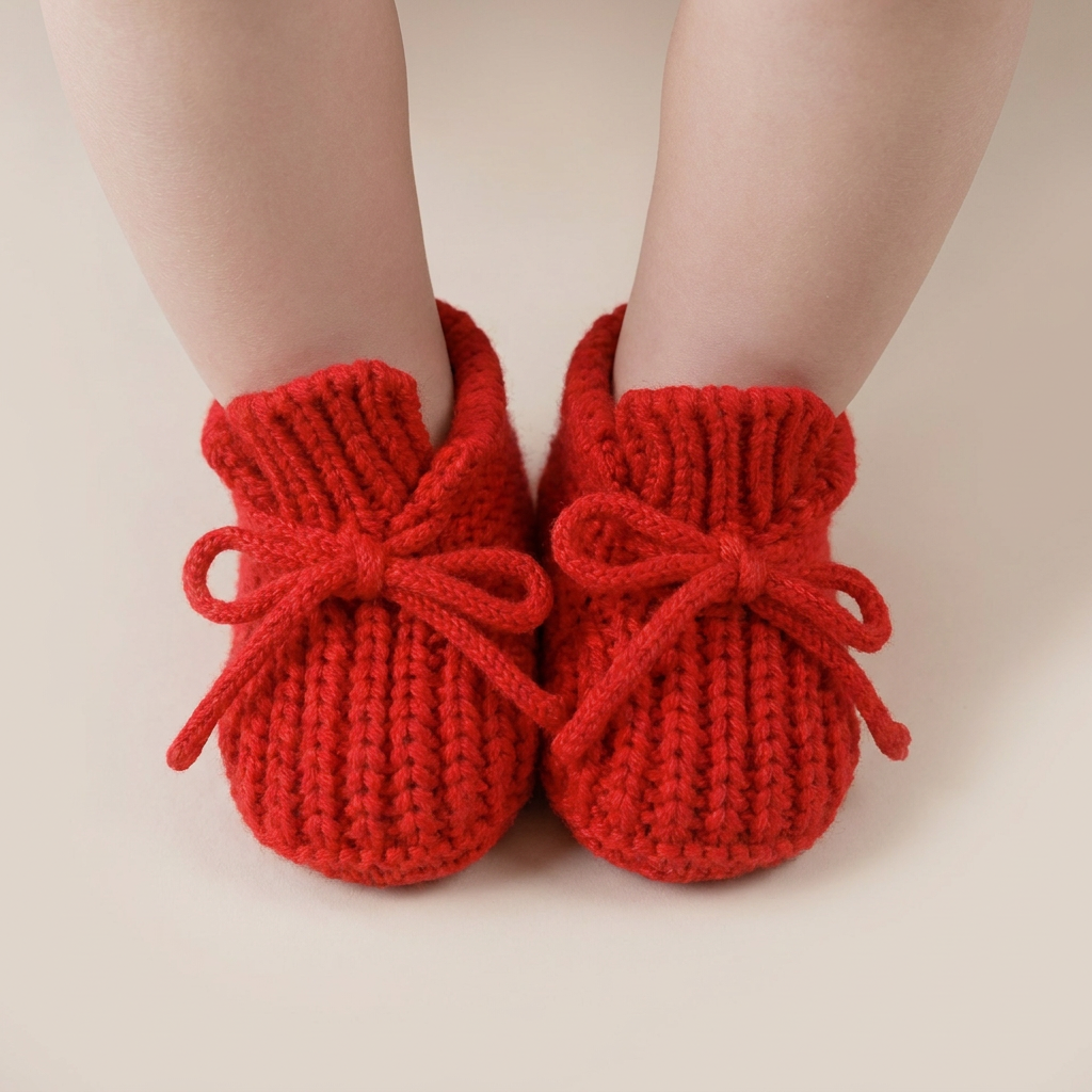 Chunky Knit Bow Slip-On Booties