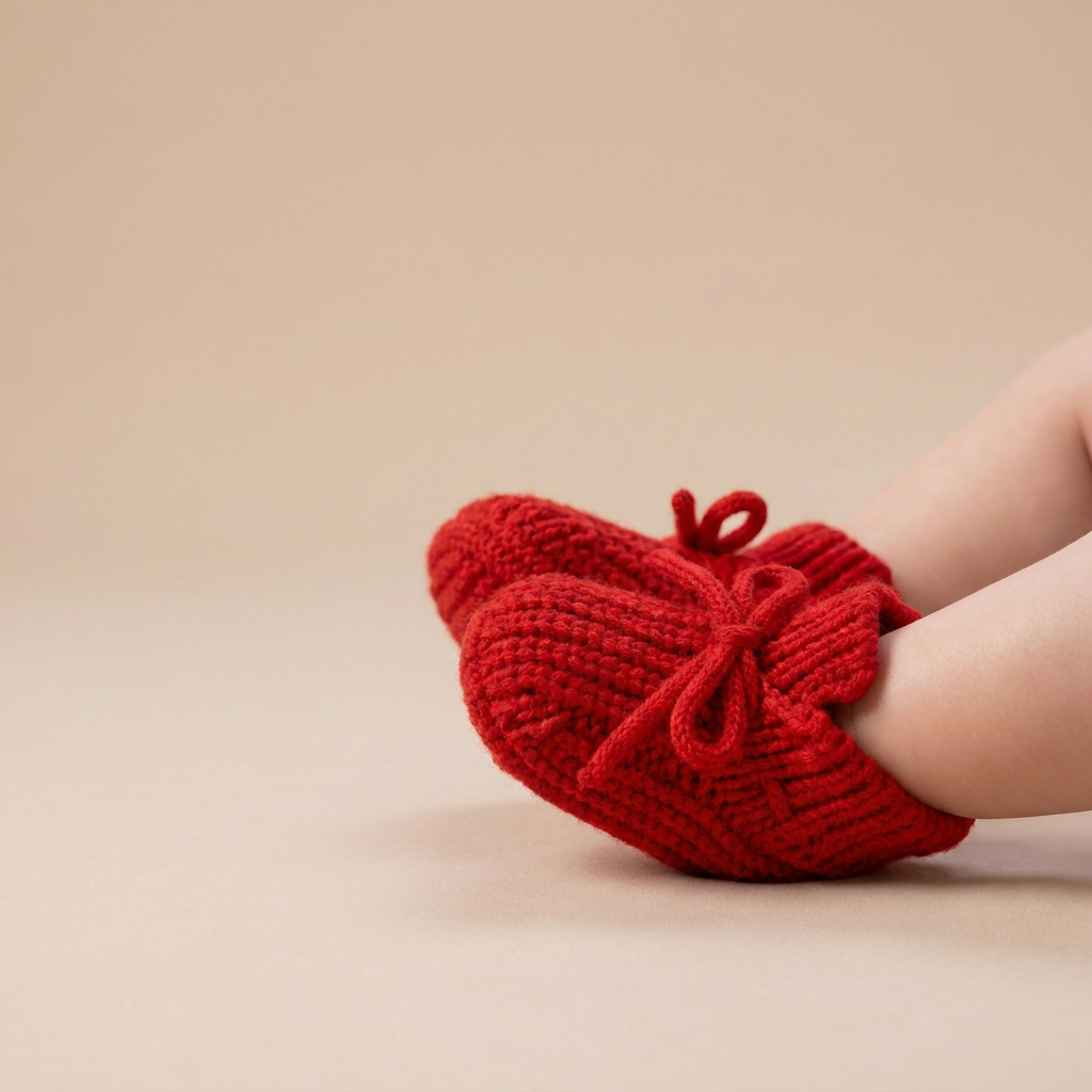 Chunky Knit Bow Slip-On Booties