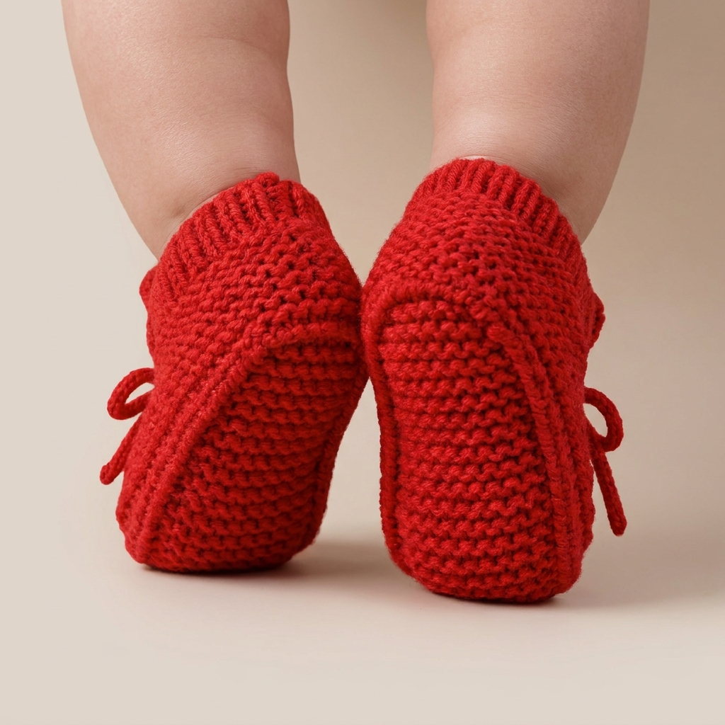 Chunky Knit Bow Slip-On Booties