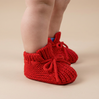 Chunky Knit Bow Slip-On Booties