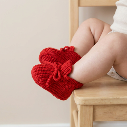 Chunky Knit Bow Slip-On Booties