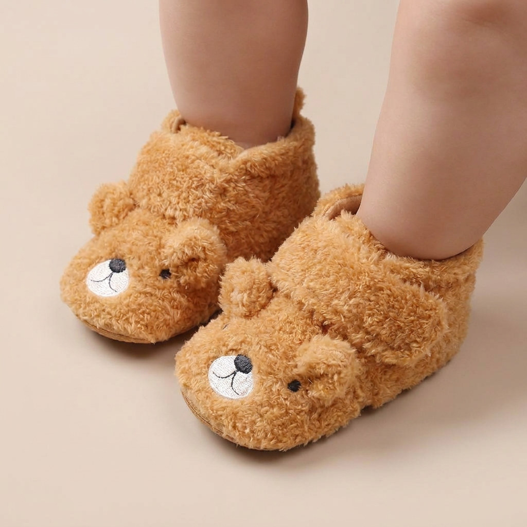 3D Teddy Bear Sherpa Slippers