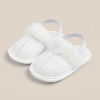 Faux Fur Trim Slide Sandals